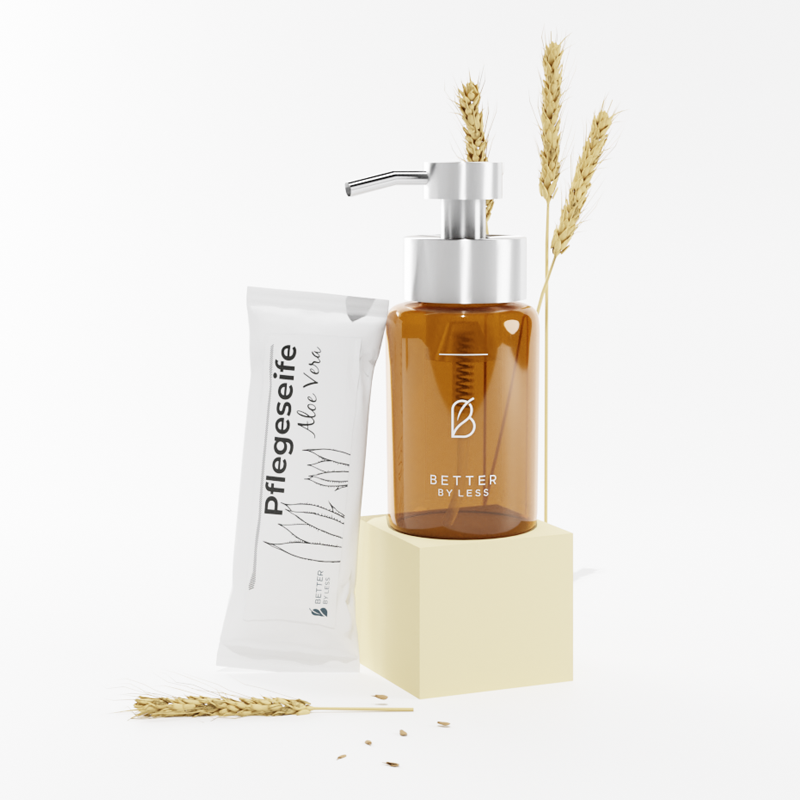 Seifenspender Edelstahl mit Handseife Aloe Vera